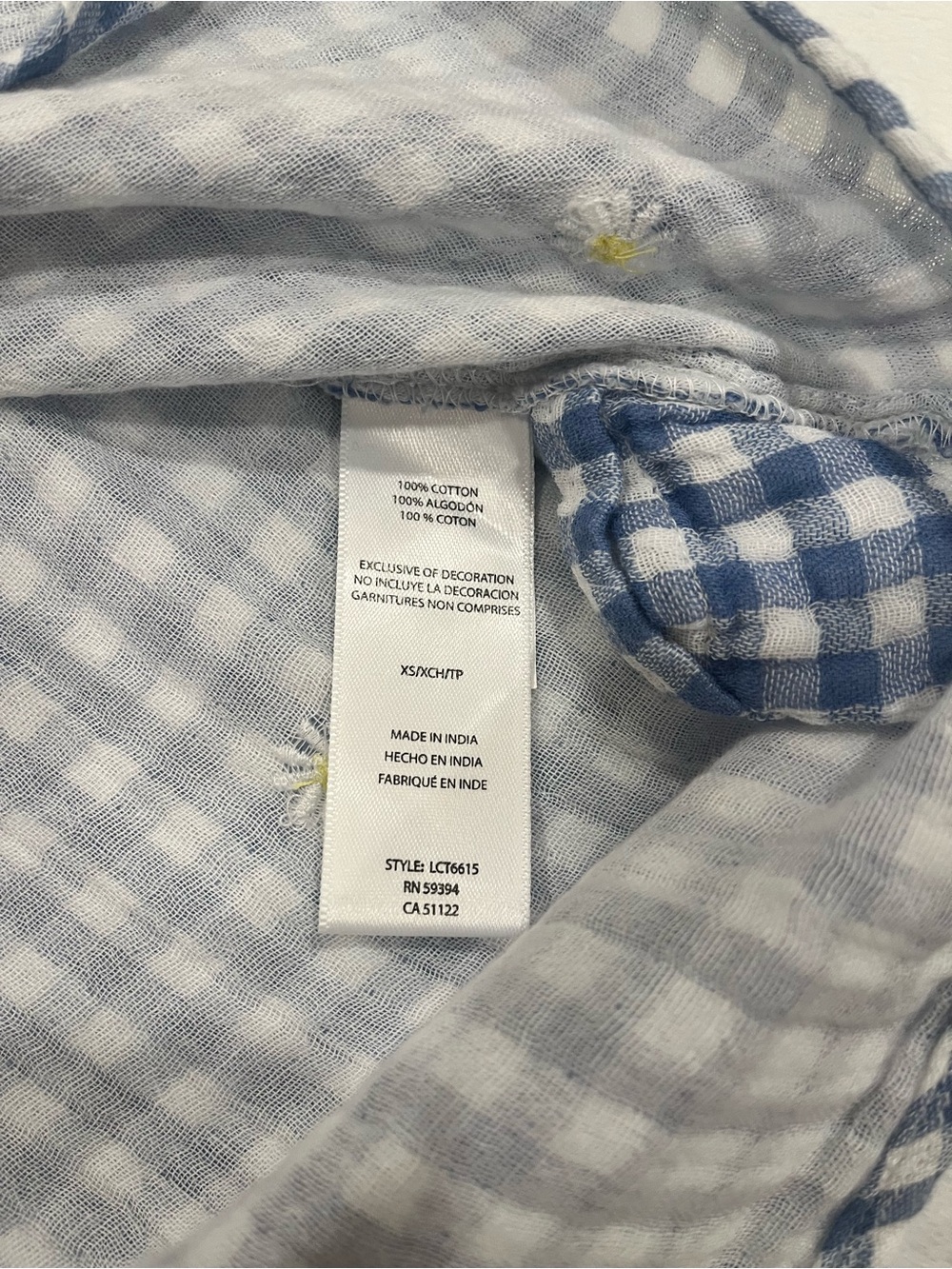 beachlunchlounge Daisy Gingham Tie-Front Top - XS - Picture 5 of 7